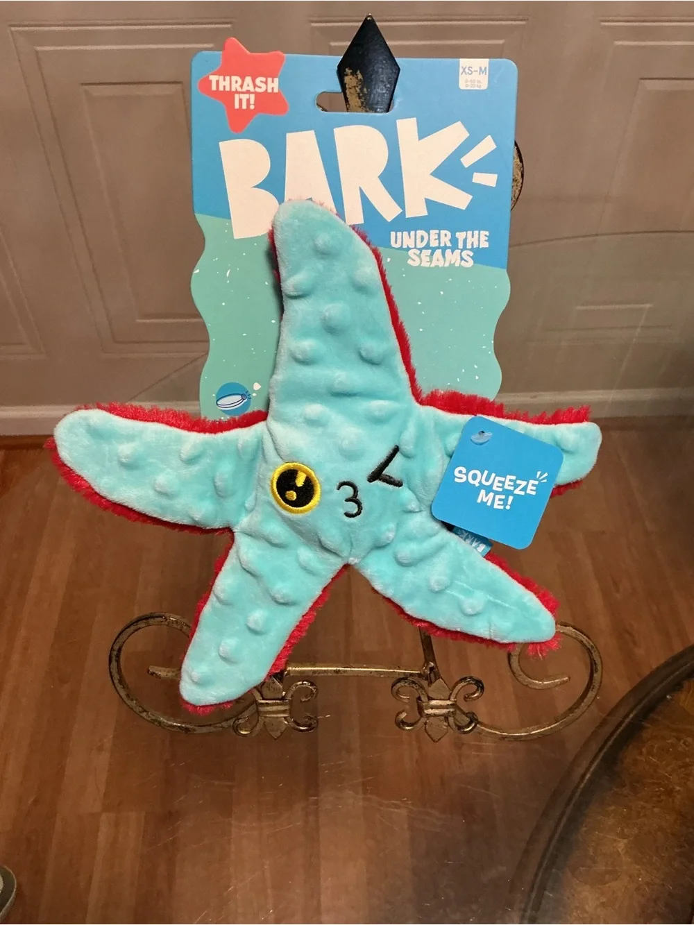 NWT BARK Under the Seams Starfish Dog Toy - Crinkle Squeaker 10”